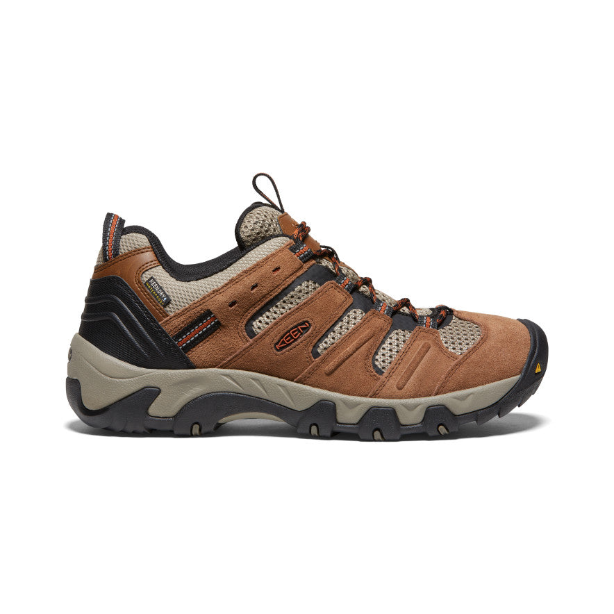 Men's Headout Waterproof Brown Leather Hiking Shoe | Bison/Fossil Orange |  KEEN Footwear